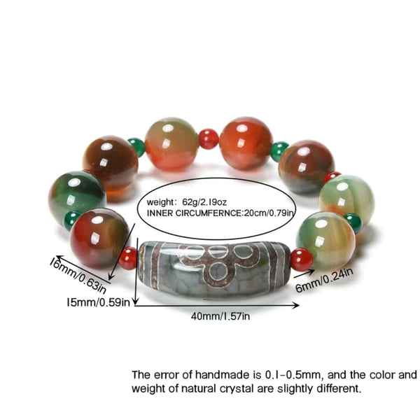 Crystal Two-color Agate Five-eyed Thunder And Lightning Dzi Beads Series