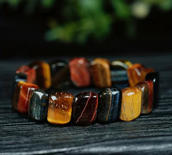 Natural Tiger Eye Stone Wooden bracelet