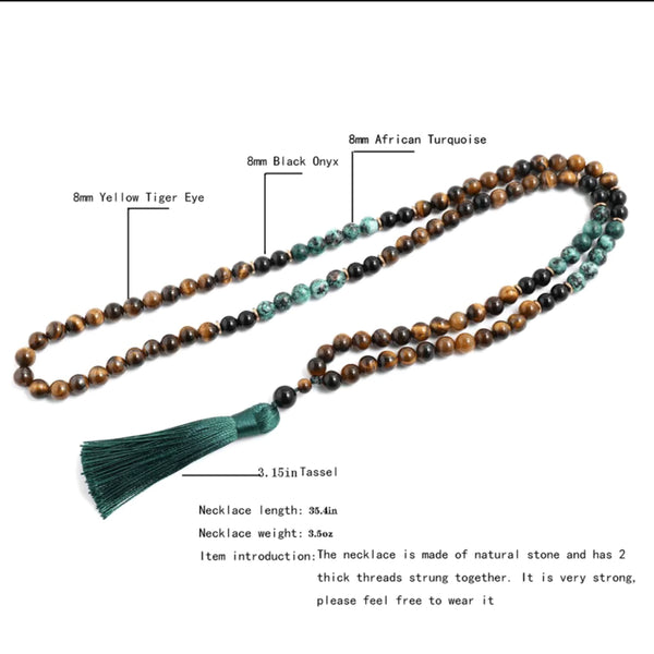 Tiger eye & black onyx, beaded necklace and bracelet set